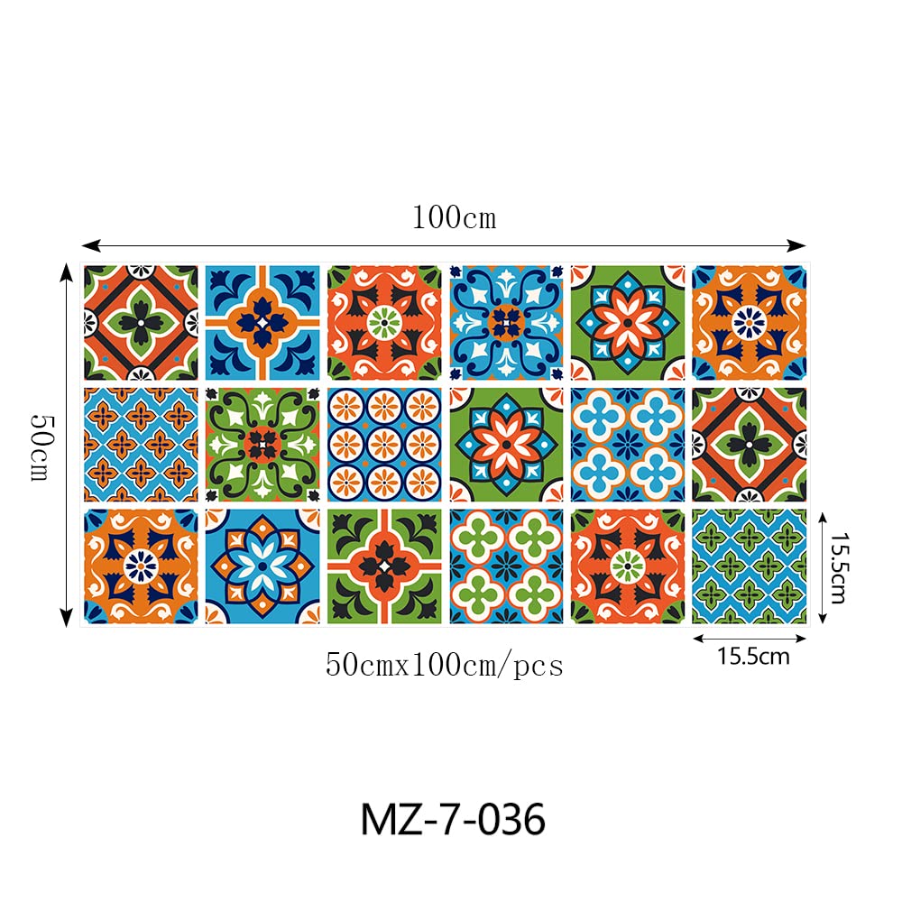 1-3szt. Duże naklejki na płytki, geometryczne pomarańczowe niebieskie naklejki na płytki, odklej i przyklej samoprzylepne ścienne winylowe dekoracje domowe DIY do łazienki, kuchni, wodoodporne, olejoo