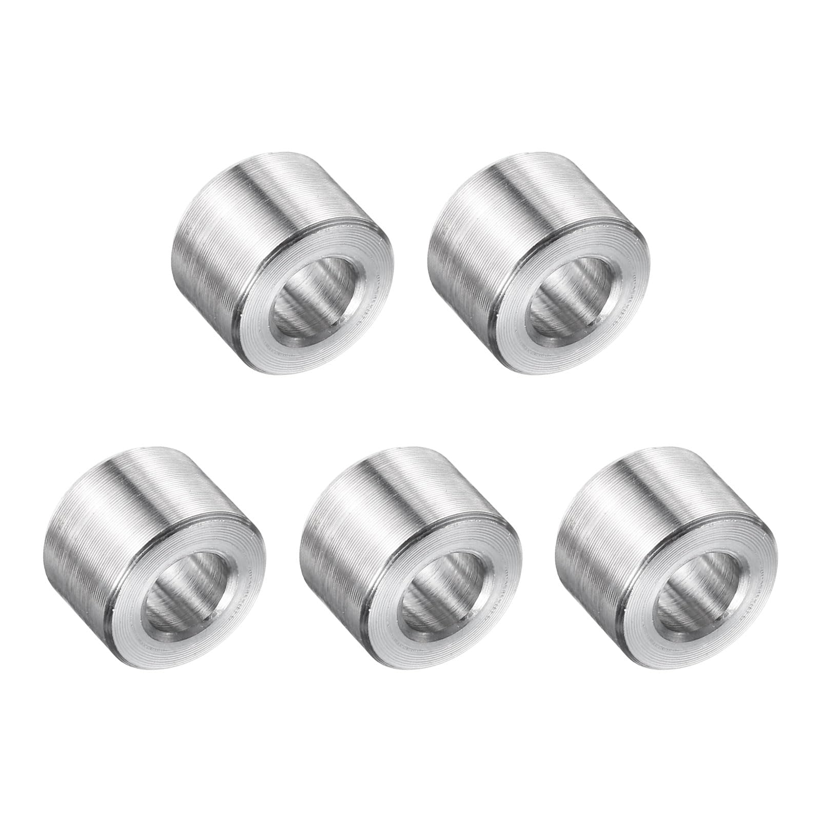 uxcell 5 Pcs Stainless Steel Spacer 1/4" Bore x 1/2" OD x 3/8" Length Screw Bushing Plain Finish Round Metal Spacer for 1/4" Screws Bolts and Rods