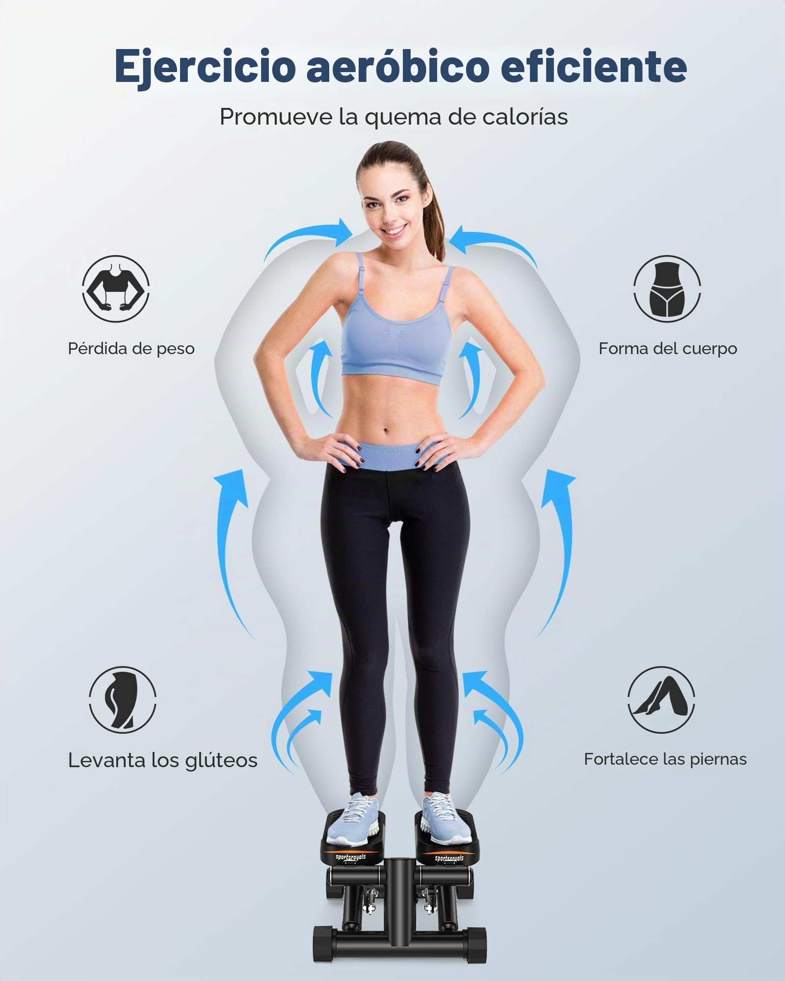 Sportsroyals Mini Steppers para Ejercicio, Passo per Scale con fasce di resistenza, con capacità di Peso di 150 kg