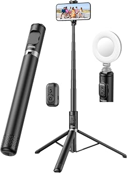 72" Cell Phone Selfie Stick Tripod, Aluminum Selfie Stick All-in-1 with Integrated Remote, Extendable Travel Smartphone Tripod Stand Compatible with iPhone 17/16/15/14/13/Android