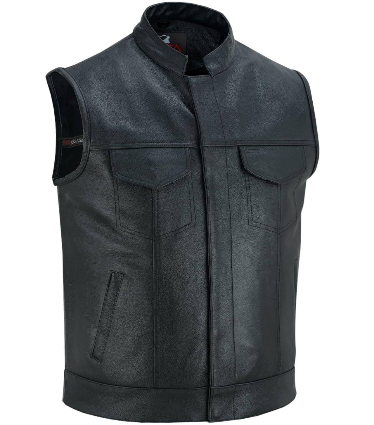 Lesa CollectionMens Motorcycle Biker Black Leather Vest Club Concealed Carry