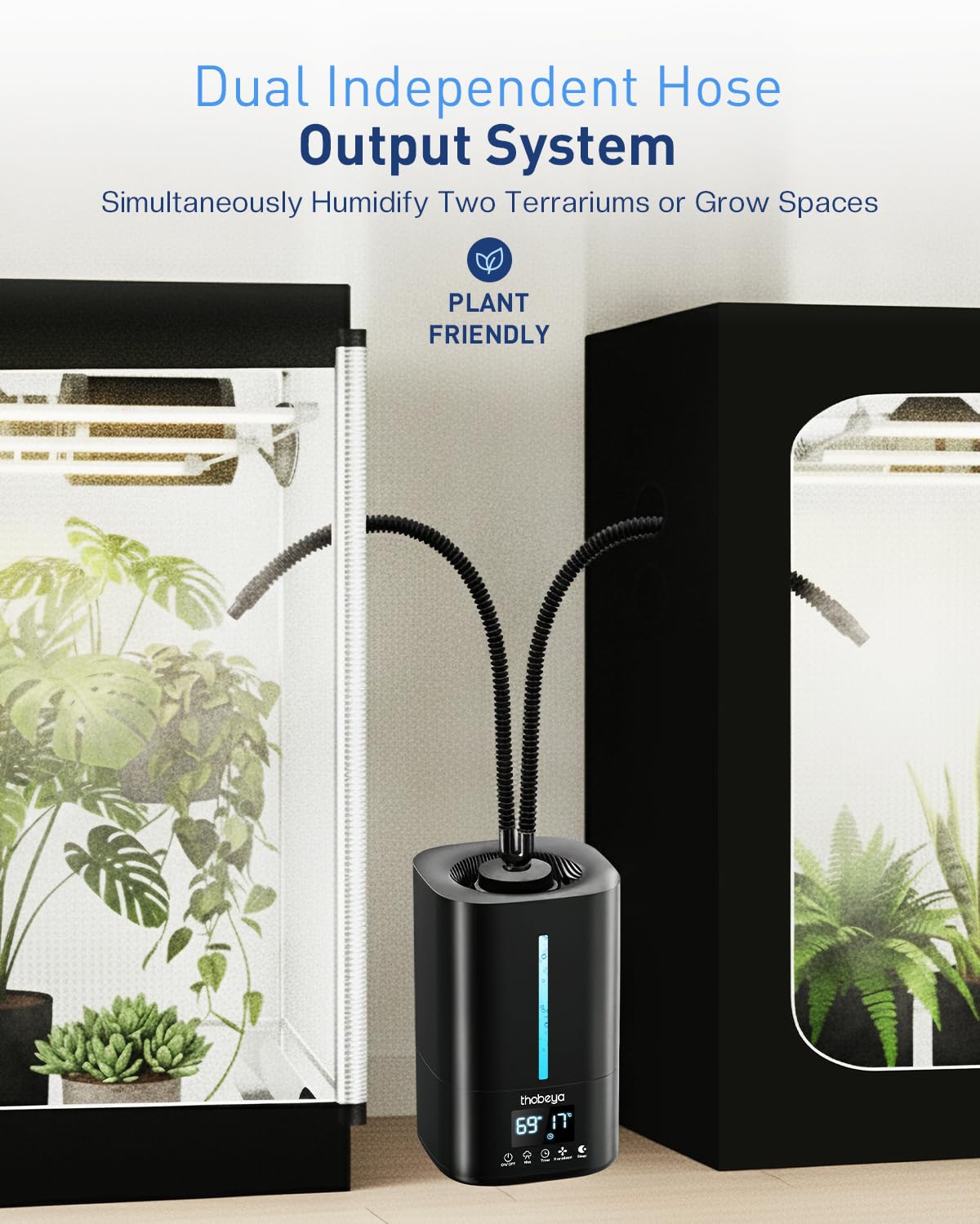 Nebulizador para reptiles de 1.32 galones, humidificador para plantas con sonda precisa de temperatura y humedad/manguera expandible, humidificador inteligente remoto para anfibios para tienda de