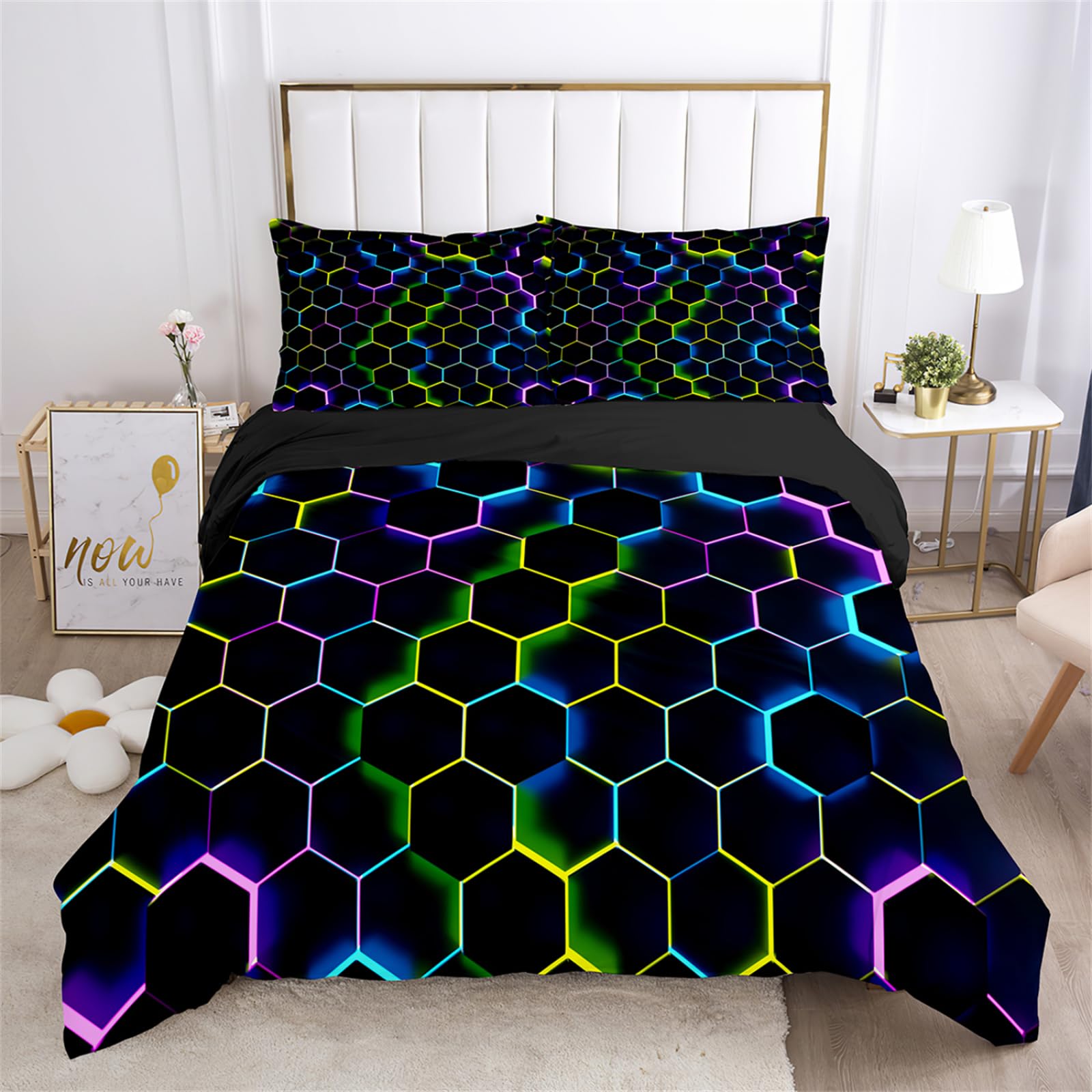 Dwetcxo King Size Duvet Cover Sets Blue Green Kingsize Duvet Cover Sets Microfiber Breathable King Size Bedding Soft Bedding with Zipper Closure+2 Pillowcases 50x75cm 220x240cm
