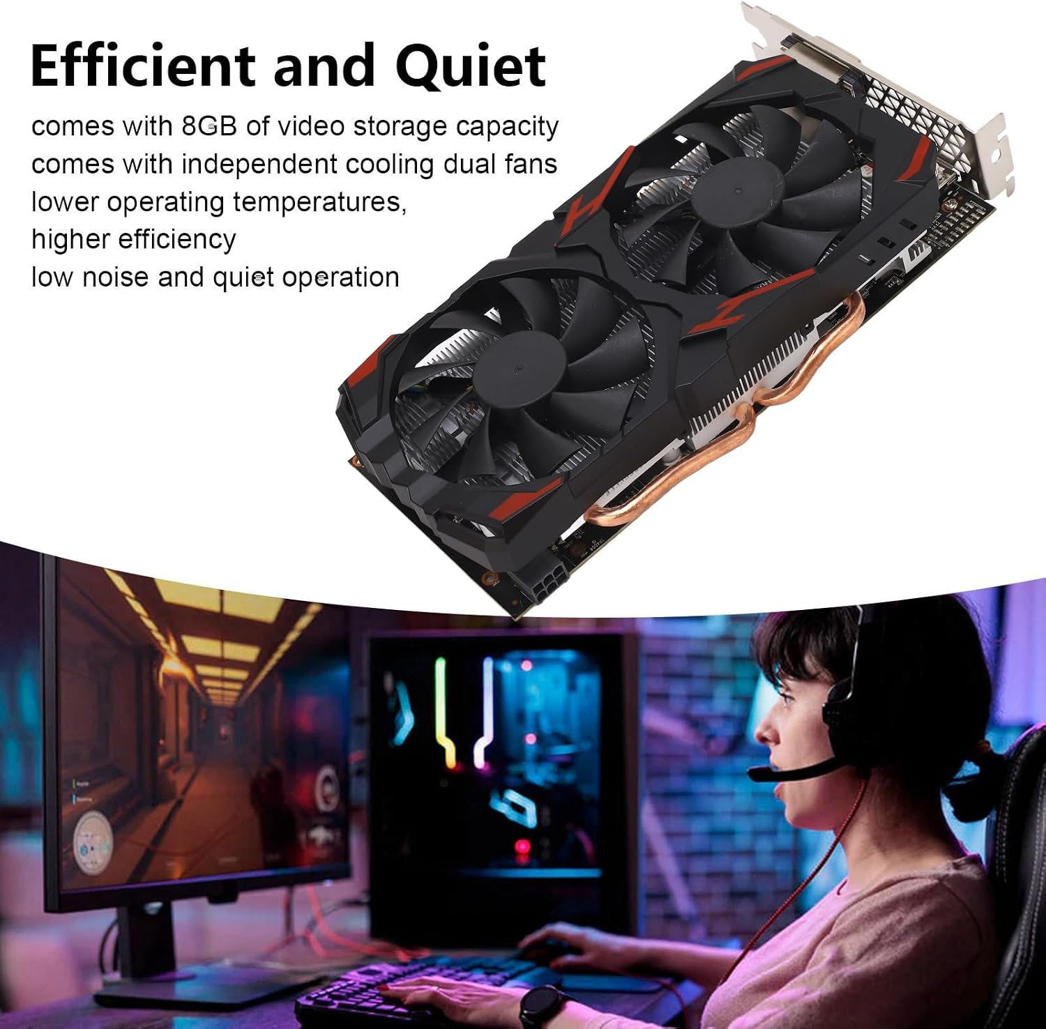 VBESTLIFE RX 580 Graphics Card, 256 Bit 8GB GDDR5 Computer Gaming Graphics Cards with, DVI, 16 PCI Express 3.0, Support 4K@60Hz HD, Fans, for PC Gaming (580 8G D5)