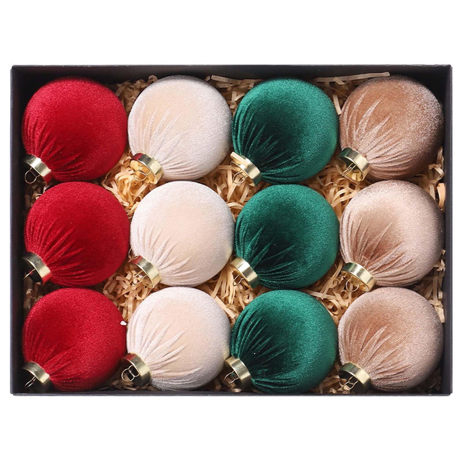 Of 12 Stylish Christmas Tree Baubles Pendant Colorful Christmas Holidays Decorations Festival Tree Embellishments Seasonal Embellishments