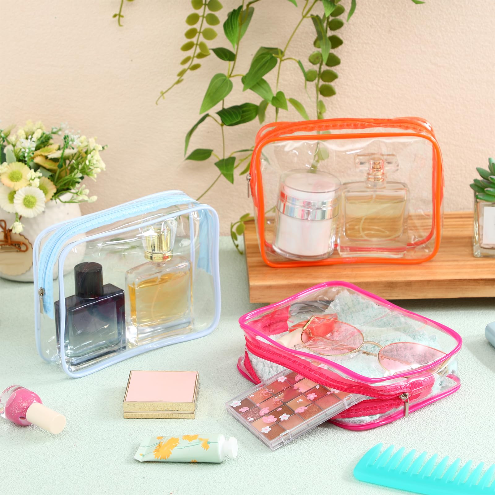 Kulturbeutel, transparent, TSA-geprüft, Kosmetiktasche, Make-up-Tasche, Reise-Tragetasche, Flughafen, Fluggesellschaften, für Damen, Herren, Sommer, Urlaub, Salon, Mutter, Geschenk, 60 Stück,