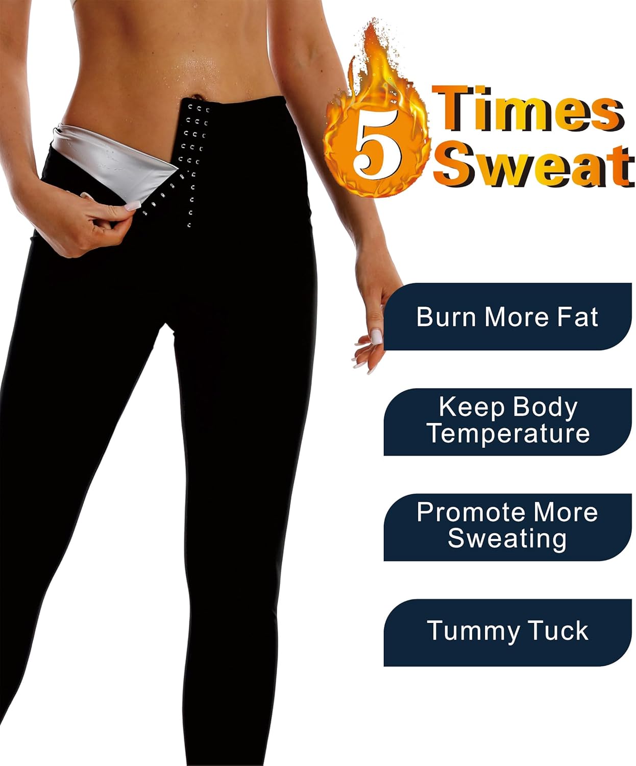 Sauna Suit for Women High Waist Slimming Tummy Control Workout Leggings, Corset Waist Trainer Body Shaper Fitness - Image 3