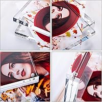 Vista 8 de Marco de fotos acrílico, transparente, independiente de doble cara de 0.78 pulgadas de grosor, sin marco, marcos de fotos magnéticos para escritorio