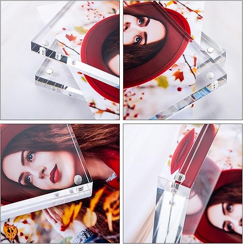 Miniatura 8 de Marco de fotos acrílico, transparente, independiente de doble cara de 0.78 pulgadas de grosor, marcos de fotos magnéticos, sin marco, pantalla de