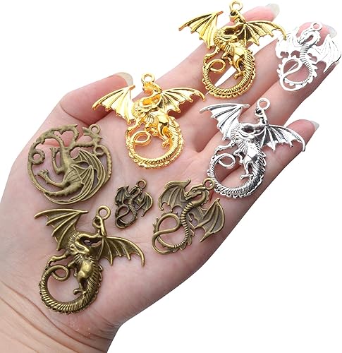 Miniatura 3 de Colgante de dragón volador, 20 piezas surtidas de suministros de manualidades, dijes de dragón antiguo, cuentas de aleación, 10 estilos para hacer