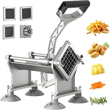 French Fry Cutter, Potato Cutter with 4 Stainless Steel Blades