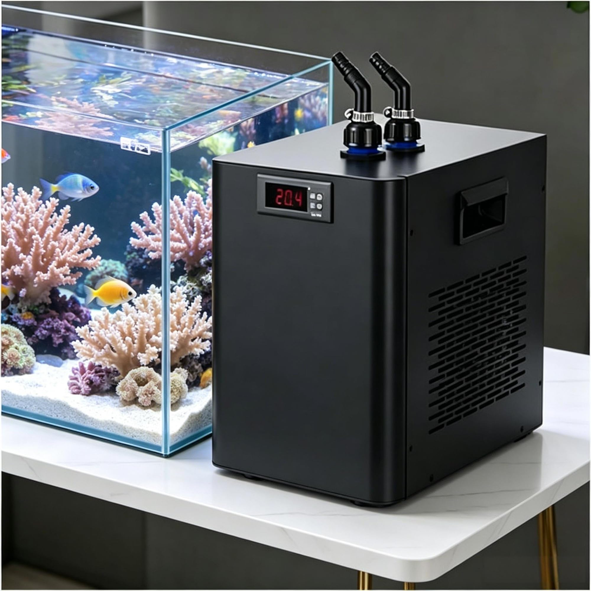 Akwarium i hydroponiczna chłodziarka do wody, chłodnica do akwarium, z pompą i rurką 3M, do zimnego zanurzenia, meduz, koralowców, krewetek(100L(26gal))