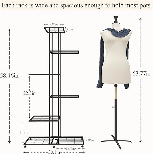 Miniatura 3 de Soporte para plantas de interior y exterior, soporte para plantas de 6 niveles de alto, estante de metal para flores, soporte de flores multicapa,