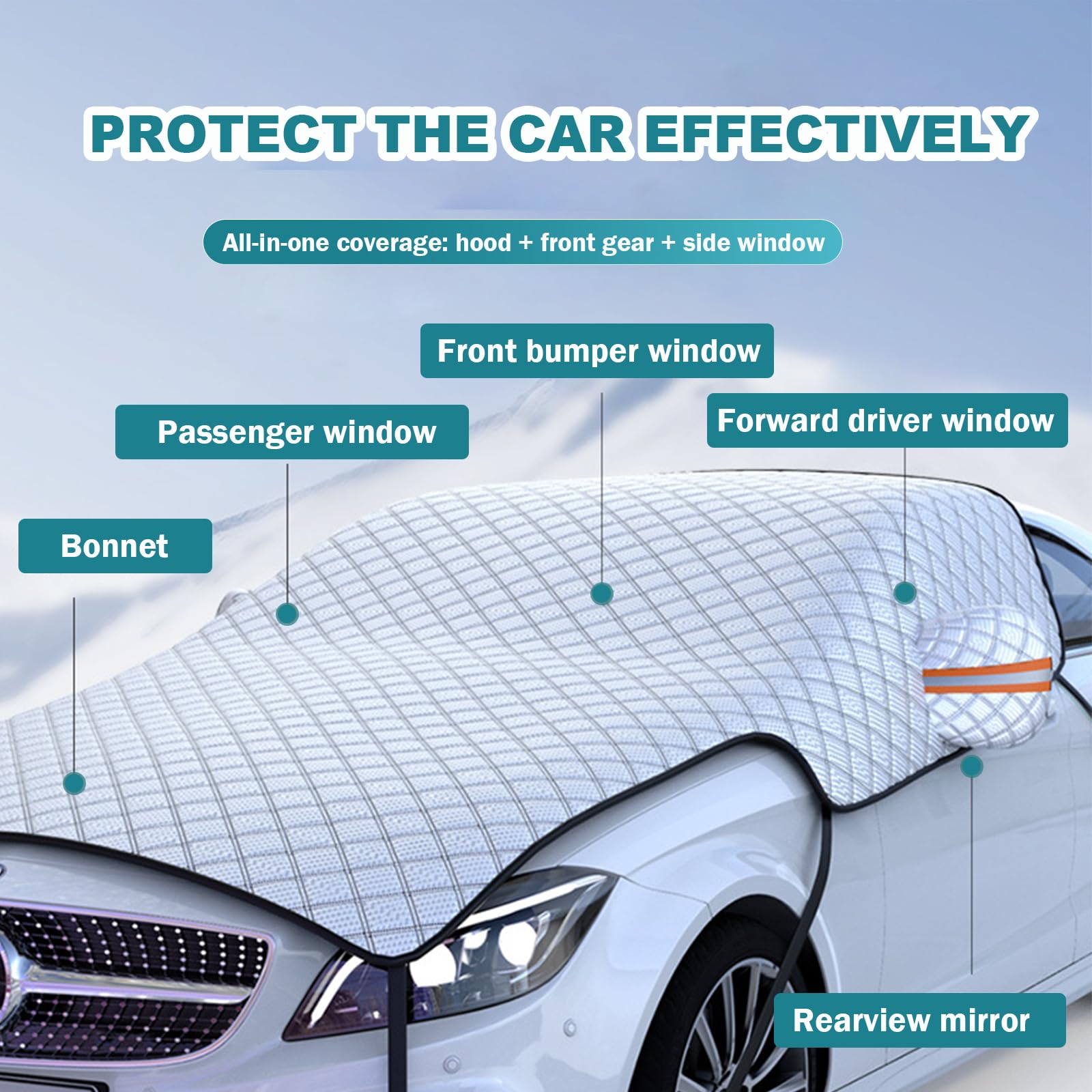 hifrom Frontscheibenabdeckung Auto Windschutzscheibe Schnee Abdeckung Auto Motorhaube Schnee Abdeckung, Winter Auto Scheibenabdeckung Windschutzscheibe Abdeckung für EIS Frost UV, Autos SUV LKW Vans