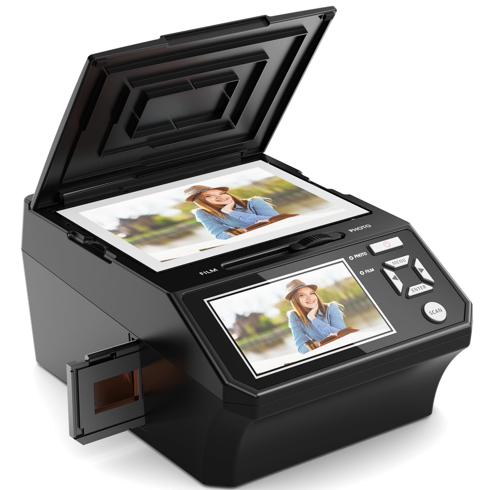 Film & Photo Scanner with 5" LCD Screen, Converts Photo, 135/110 Film Negatives & Slides, Business Card to 22MP Digital Photos, 8GB SD Card Included