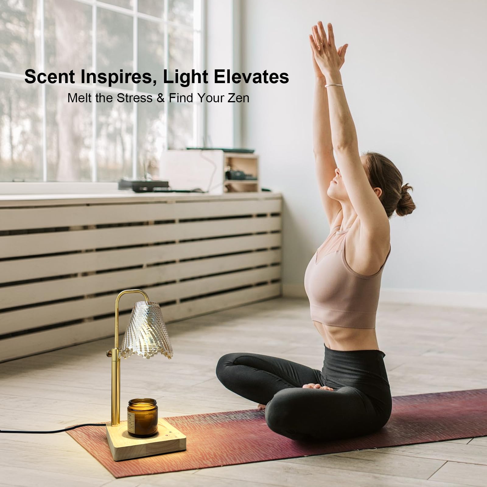 JIMEI Candle Warmer Lamp with Timer Electric Wax Warmer for Scented Wax Melt Warmer Melter for Jar Candles Touch & Remote Control Dimmable Adjustable Height Gifts for Women 2 Bulbs Skirt Shaped Glass