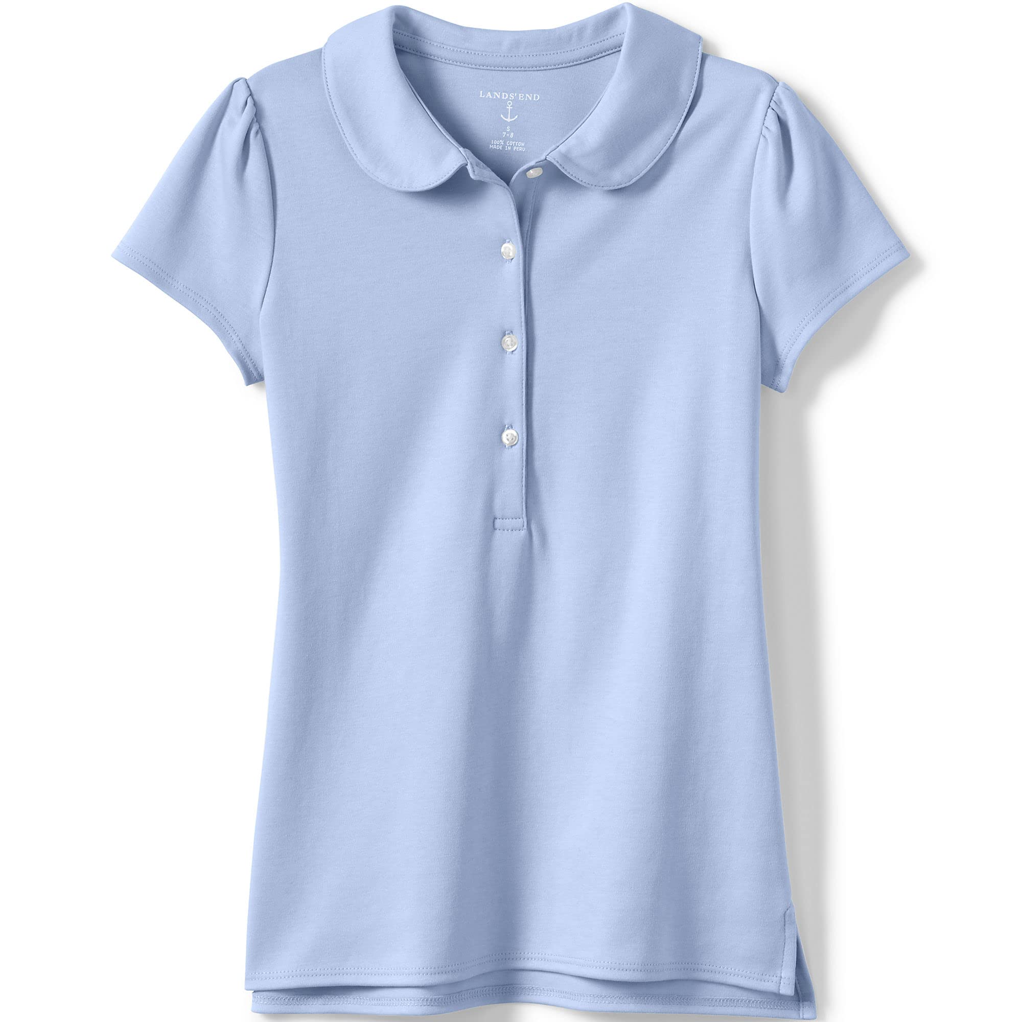 Lands' End Girls Short Sleeve Peter Pan Collar Polo Shirt