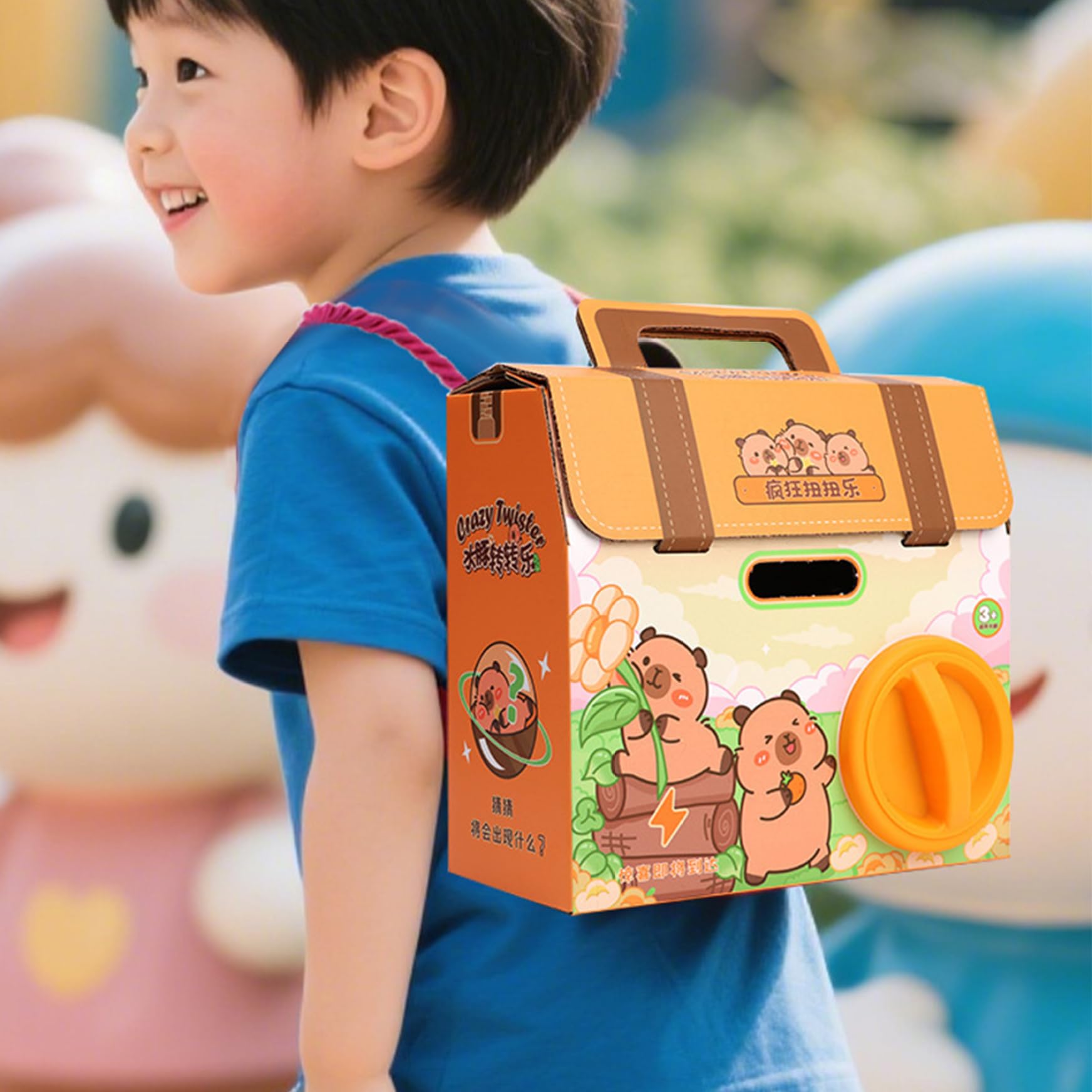 Gcroet Distributeur Automatique de Capsules de Jouets Capybara Mini Distributeur Automatique Sac à Dos Capybara avec 6 œufs Surprises Jouets Capsules mystères pour Noël Pâques...