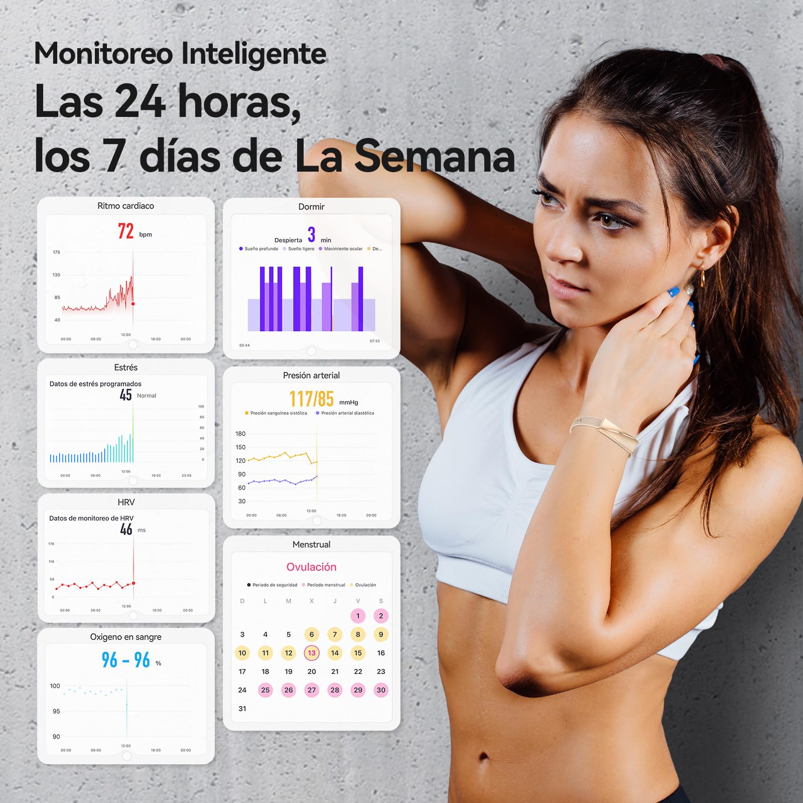 Pulsera de Actividad Deportiva y Elegante sin Pantalla | Monitoreo 24/7 de Actividad, Sueño & Frecuencia Cardíaca, Modo Multideporte, Batería 15 Días, Resistente al Agua IP68