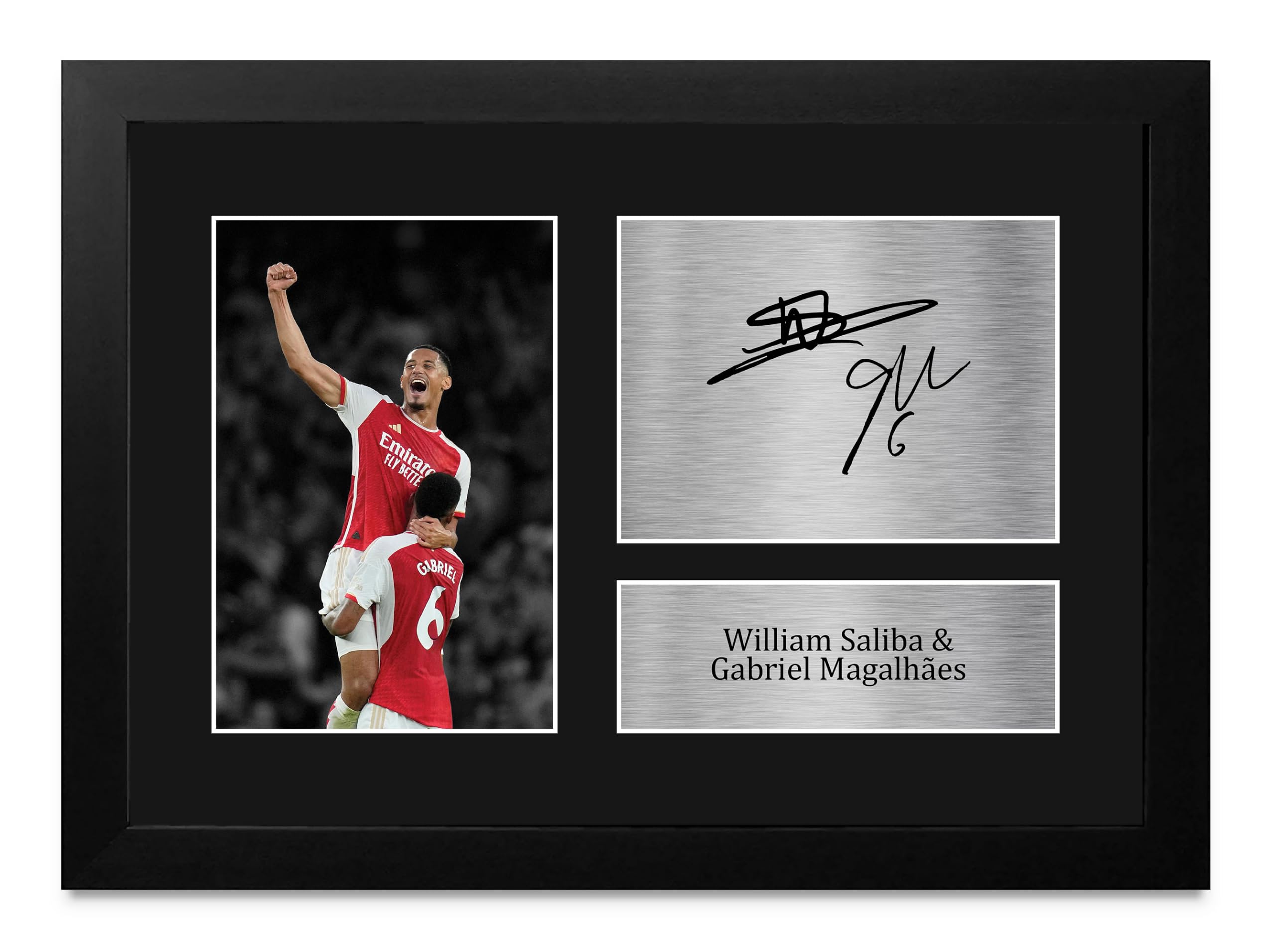 HWC Trading FR A4 Gabriel Magalhaes & William Saliba Gifts Printed Signed Autograph Picture for Football Fans and Supporters - A4 Framed