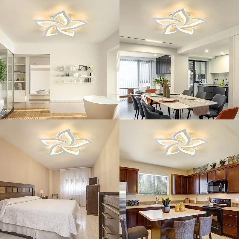Sky angle LED Mennyezeti Lámpa, Virág Alakú, Távirányítós, Fényerőszabályozható, 5 Fejes, 63 cm, 45W, 3600 Lumen, Modern Csillár Nappaliba,