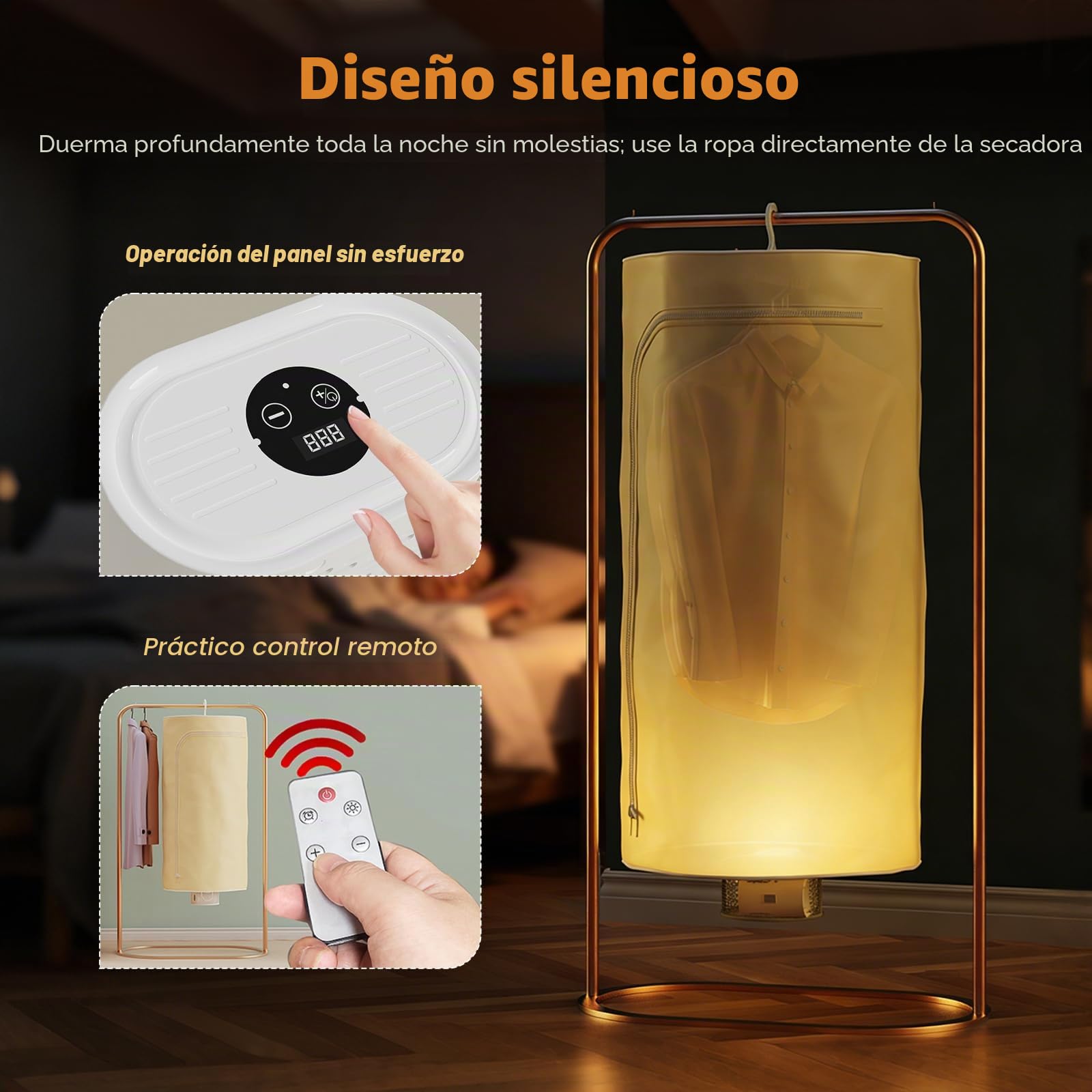 Secador de ropa 3 en 1 con calefacción PTC – Secadora de zapatos y secadora de ropa y calefactor | 600 W con aire caliente 360° | Capacidad de hasta 10 kg | Incluye bolsa seca y mando a distancia