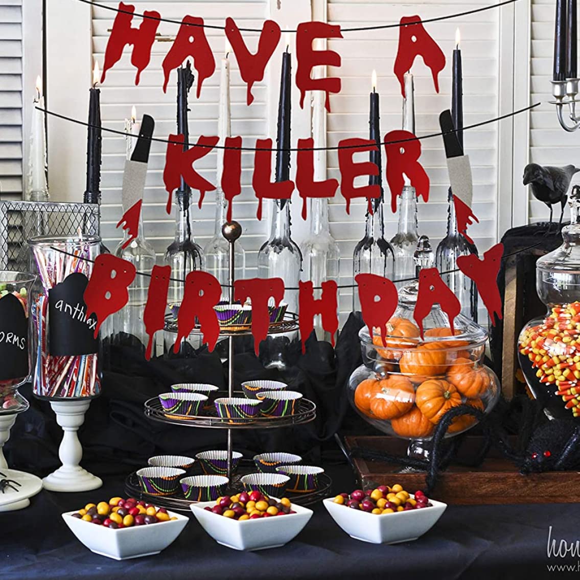 Banner Compleanno Halloween - Have A Killer Birthday Con Effetto Sangue - Foto 6