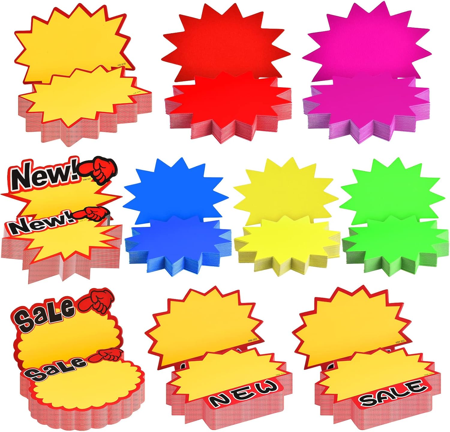 500 Pieces Burst Signs Fluorescent Blank Star Shape Retail Sale Tags Burst Paper Signs for Retail Party Favors(Stylish Shape)