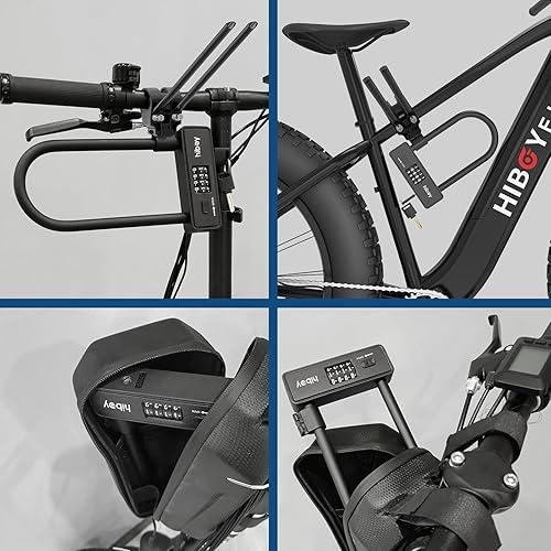 Miniatura 5 de Hiboy Cerradura en U de combinación para bicicleta, cerradura antirrobo para bicicleta con soporte de montaje, grillete de acero de 0.394 in con