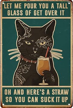 Bogo Funny Cat Poster Retro Kitchen Bedroom Motivation Living Room Signs 8x12 Inch Wall Decor Metal Sign Posters for Bathroom Garden Farm Bar Garage Restaurant Man Cave Dormitory