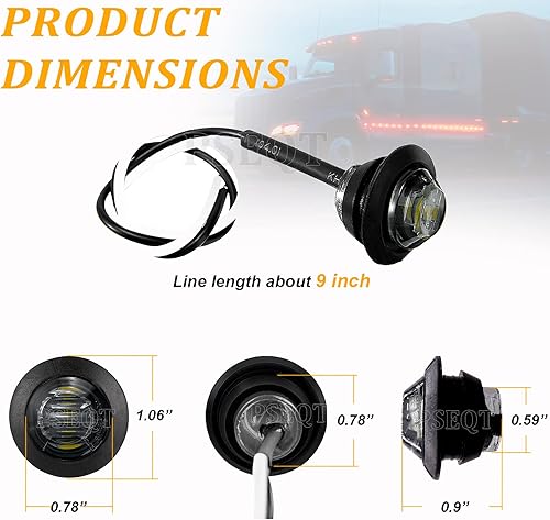 Miniatura 2 de PSEQT Luces LED redondas laterales de 34 pulgadas, marcador de señal de giro, bala, ojal, impermeable, para camioneta, camión, autobús, Wrangler,