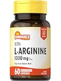Sundance L-Arginine 1000mg Capsules | 60 Count | Free Form Amino Acid Supplement | Non-GMO and Gluten Free Supplement