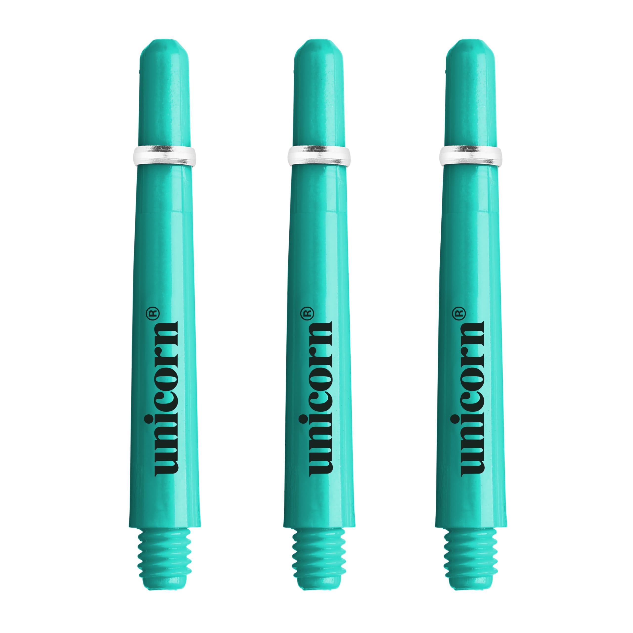 Unicorn Dart Shafts | Gripper 4 Neon | Tough Polycarbonate | Medium 41.0mm 1.03g | Standard 2B Thread | Compression Ring for Flight Grip | Teal | 3 Stems
