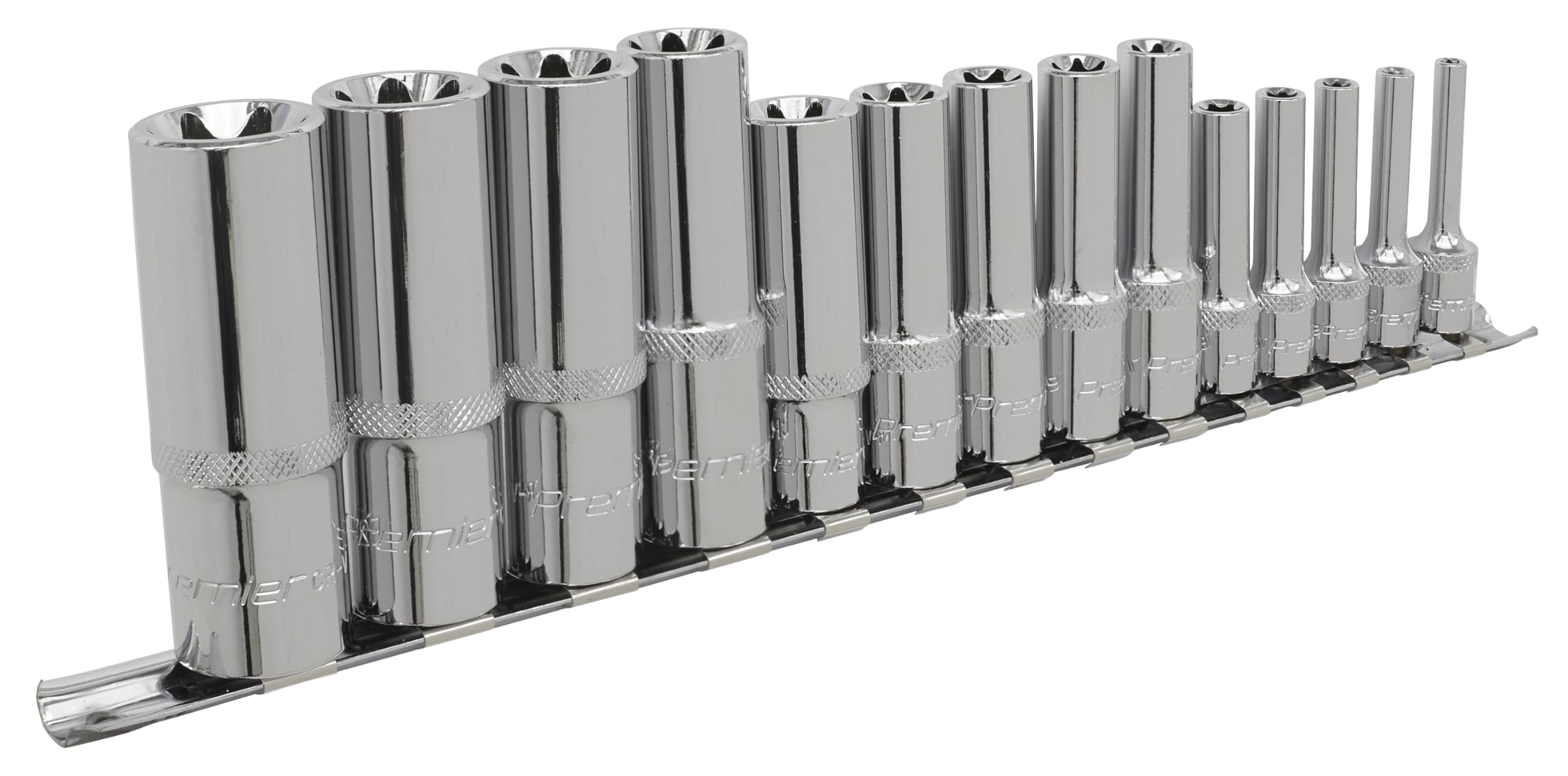 Sealey Women's Silver Ak6114 Trx Socket Set 14Pc Deep 1/4In, 3/8In & 1/2In Sq Dr E4-E24 Size 14