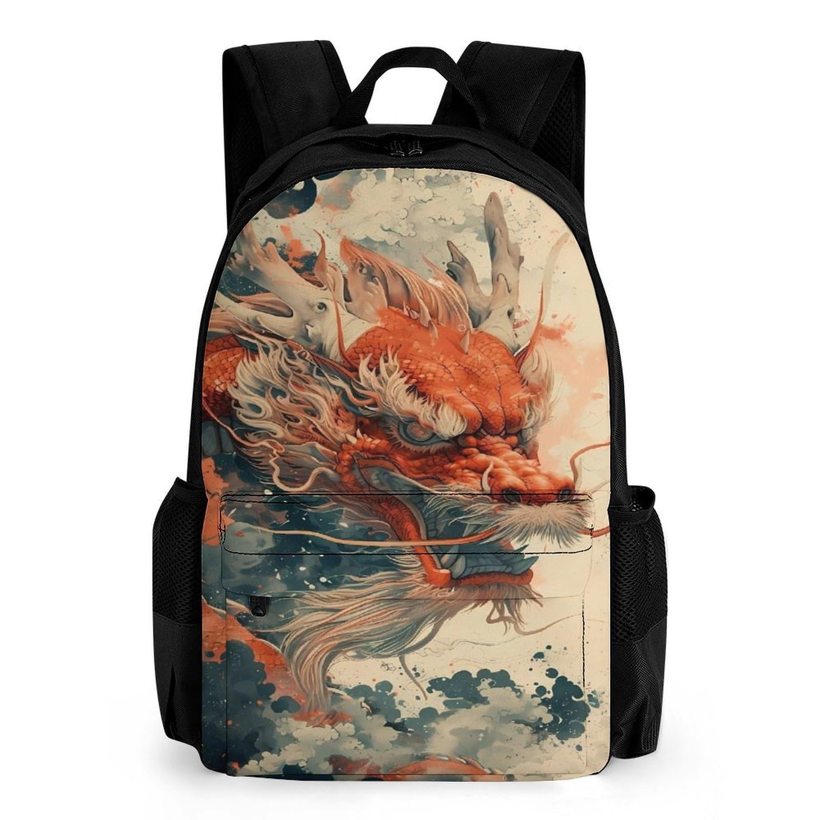 Mochila escolar de dragón para niños de primaria y secundaria de nylon grande 8