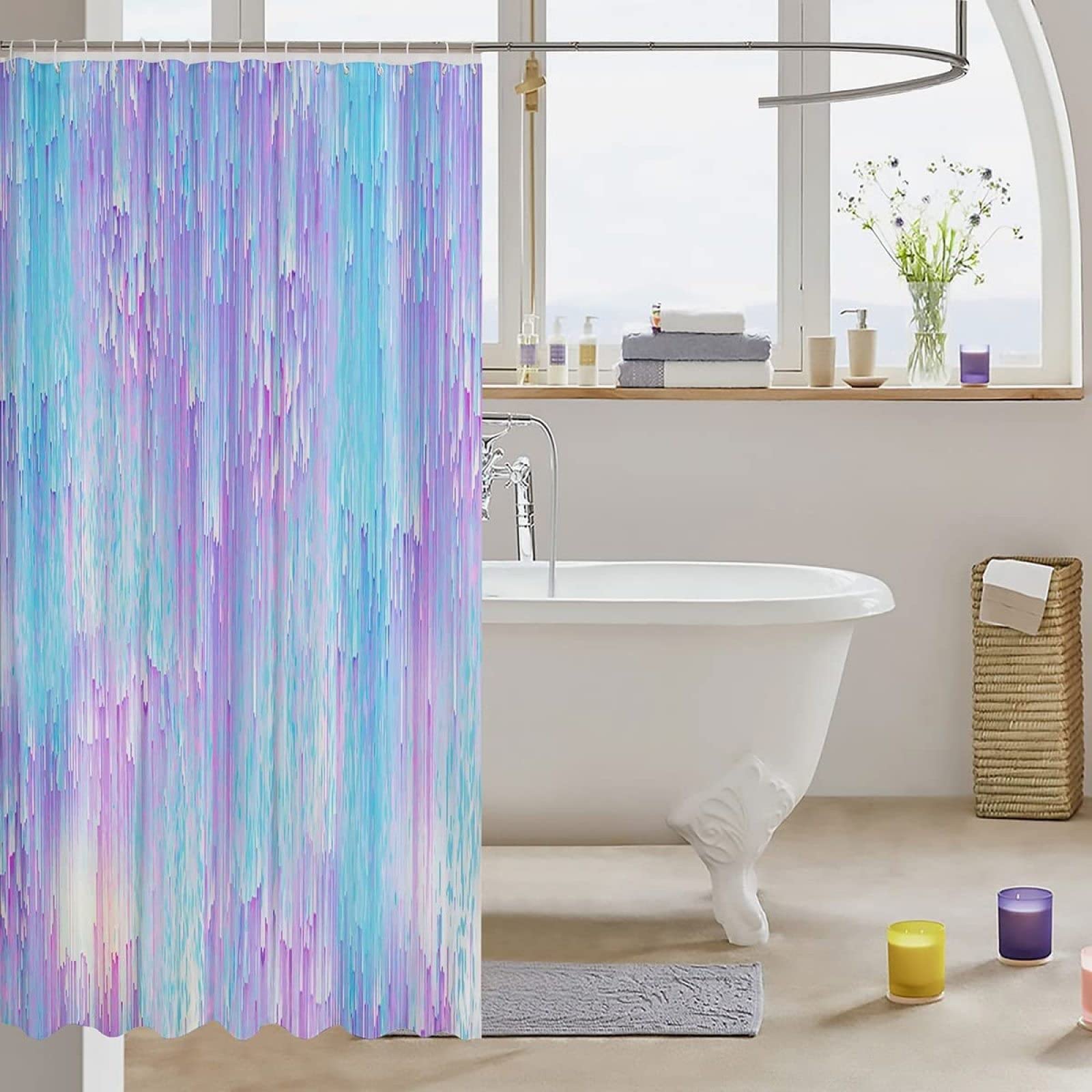 Chickw11 Tende Da Doccia Impermeabile Antimuffa Tenda Da Bagno Con 12 Ganci Poliestere 3D Stampato Vacanza - Foto 6