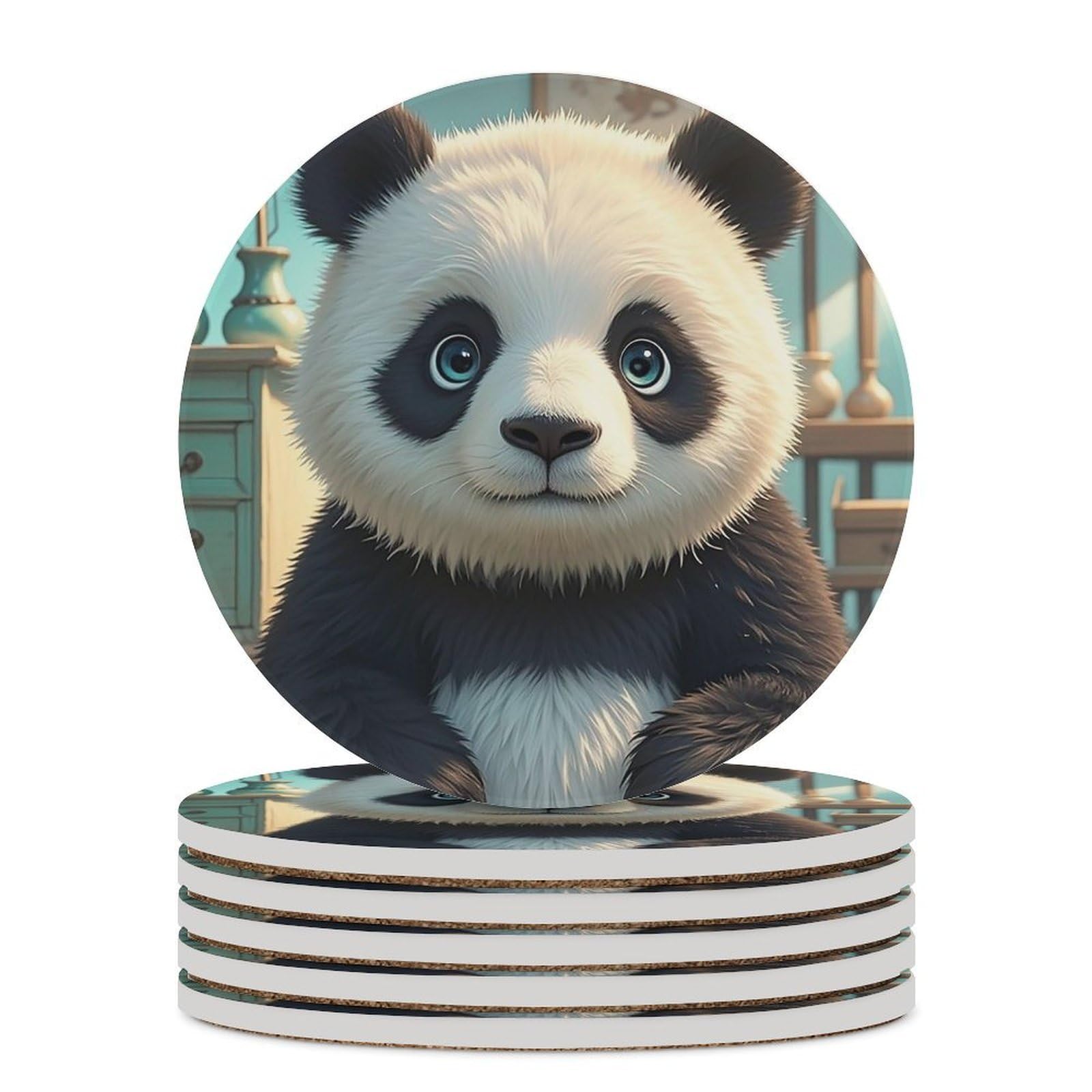 Dessous de verre céramique panda anti rayure et facile à nettoyer pour tasse