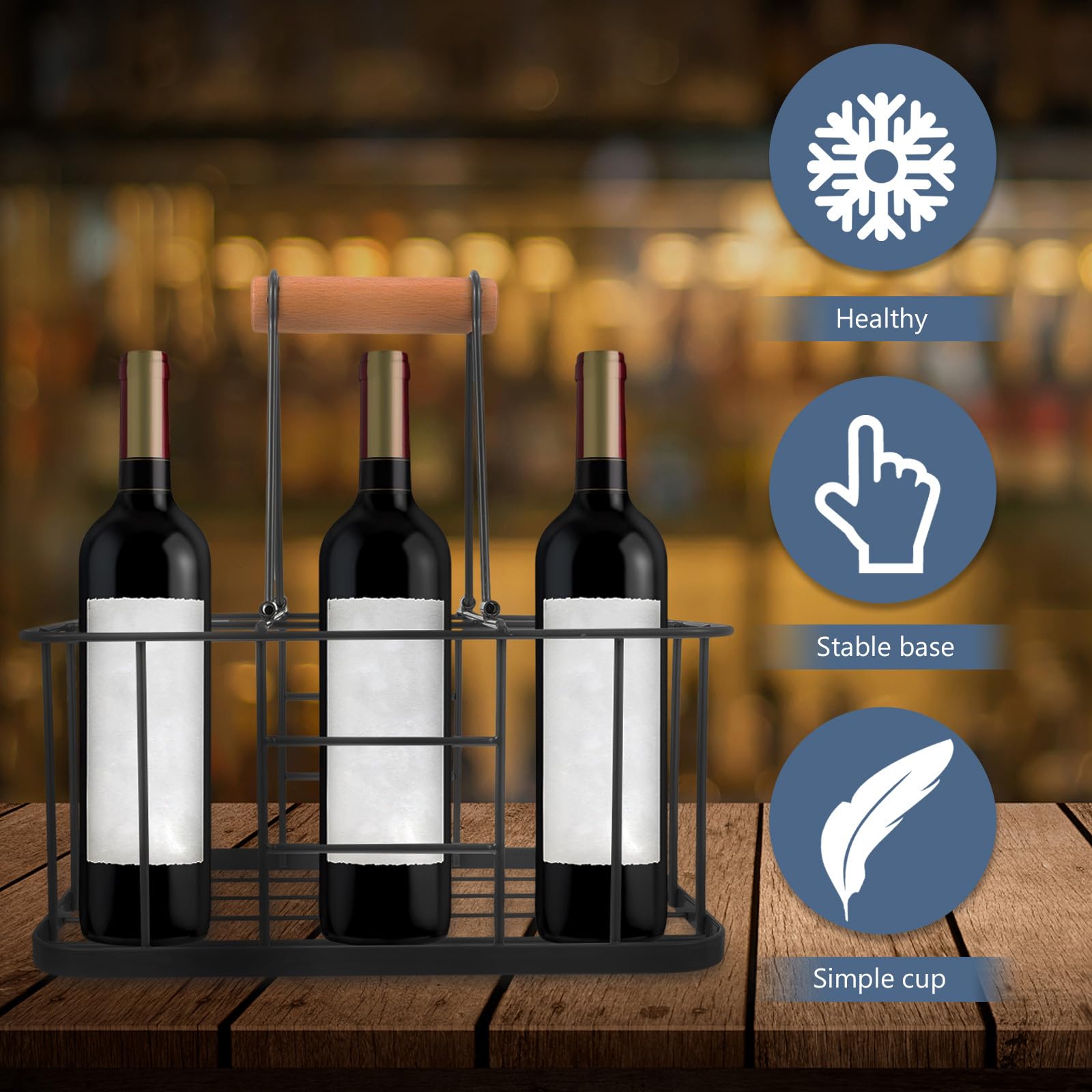Hohopeti Botellero y Madera de Acero al Carbono de Vino Tinto Portátil
