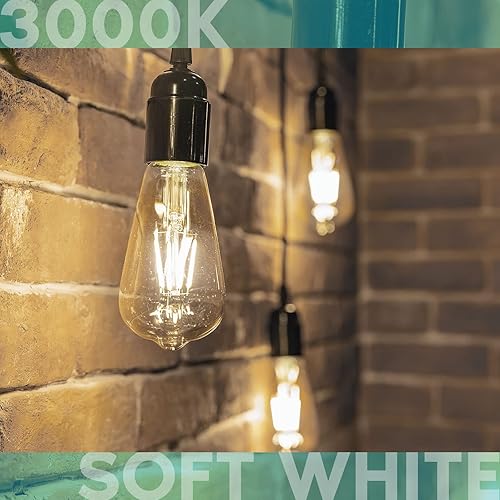 Miniatura 2 de LUXRITE Bombillas LED Edison vintage equivalentes a 75 W, ST19 ST58, 3000 K blanco suave, 800 lúmenes, bombilla de filamento LED regulable, 8 W,