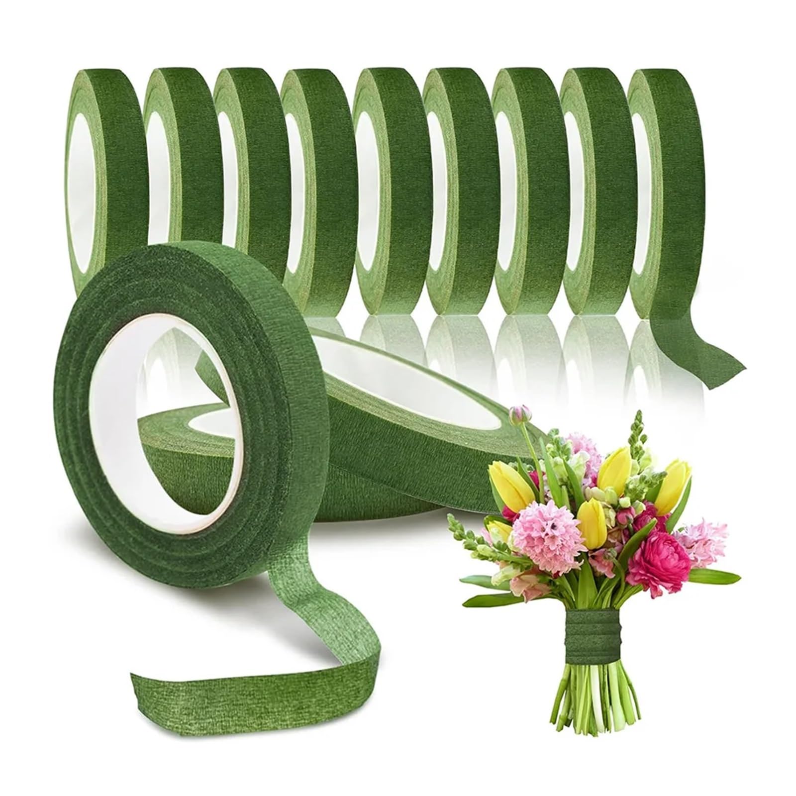 6 Stück DIY Bastelbedarf Grünes Papierband Blumenband Hochzeit Blumenstrauß Selbstklebendes Zubehör Arrangement Stiel Wrap Dekor Für Floristik
