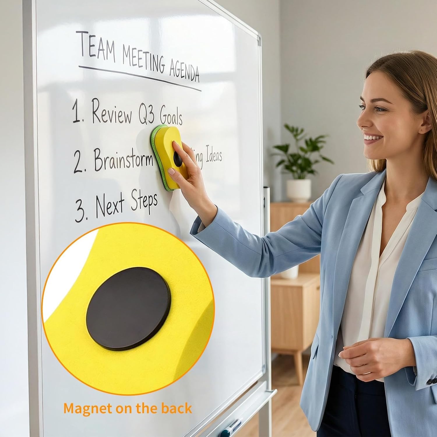 4PCS Magnetic Chalkboard Eraser Set - Washable Microfiber & Coral Fleece Board Erasers | All-Purpose Whiteboard Cleaner for Markers & Chalk | Dust-Free Board Clean for Classroom, Office & Home