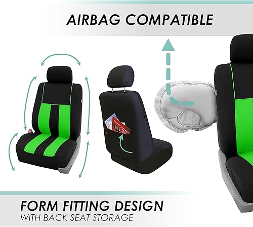 Miniatura 5 de FH Group - Juego completo de fundas para asientos de automóvil, para asientos frontales con respaldo bajo y asiento trasero dividido, compatibles