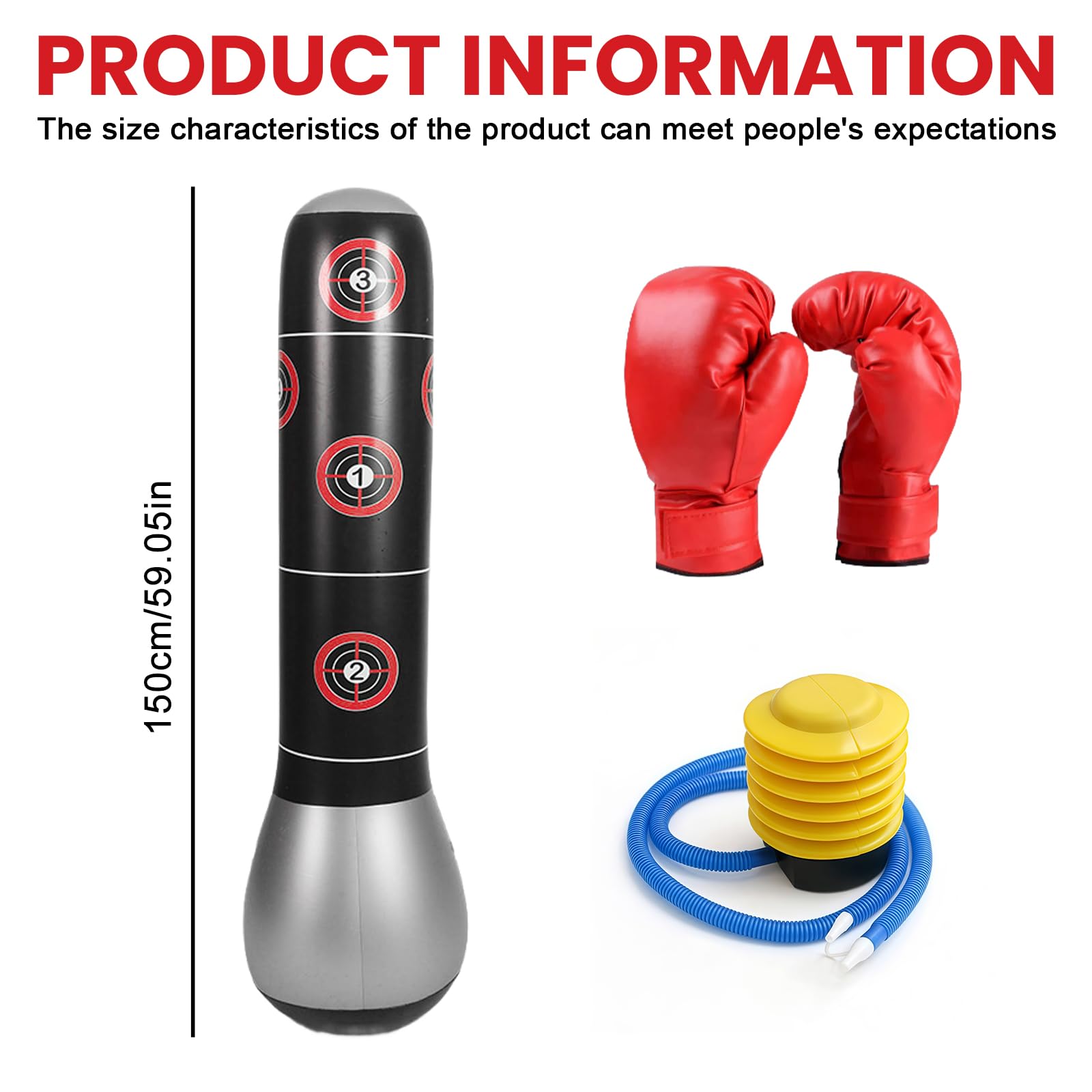 Sacco da boxe per bambini, sacco da boxe gonfiabile con guanti da boxe e pompa ad aria, sacco da boxe per bambini in piedi, sacco da boxe su piedistallo per bambini, sacchi da boxe gonfiabili su