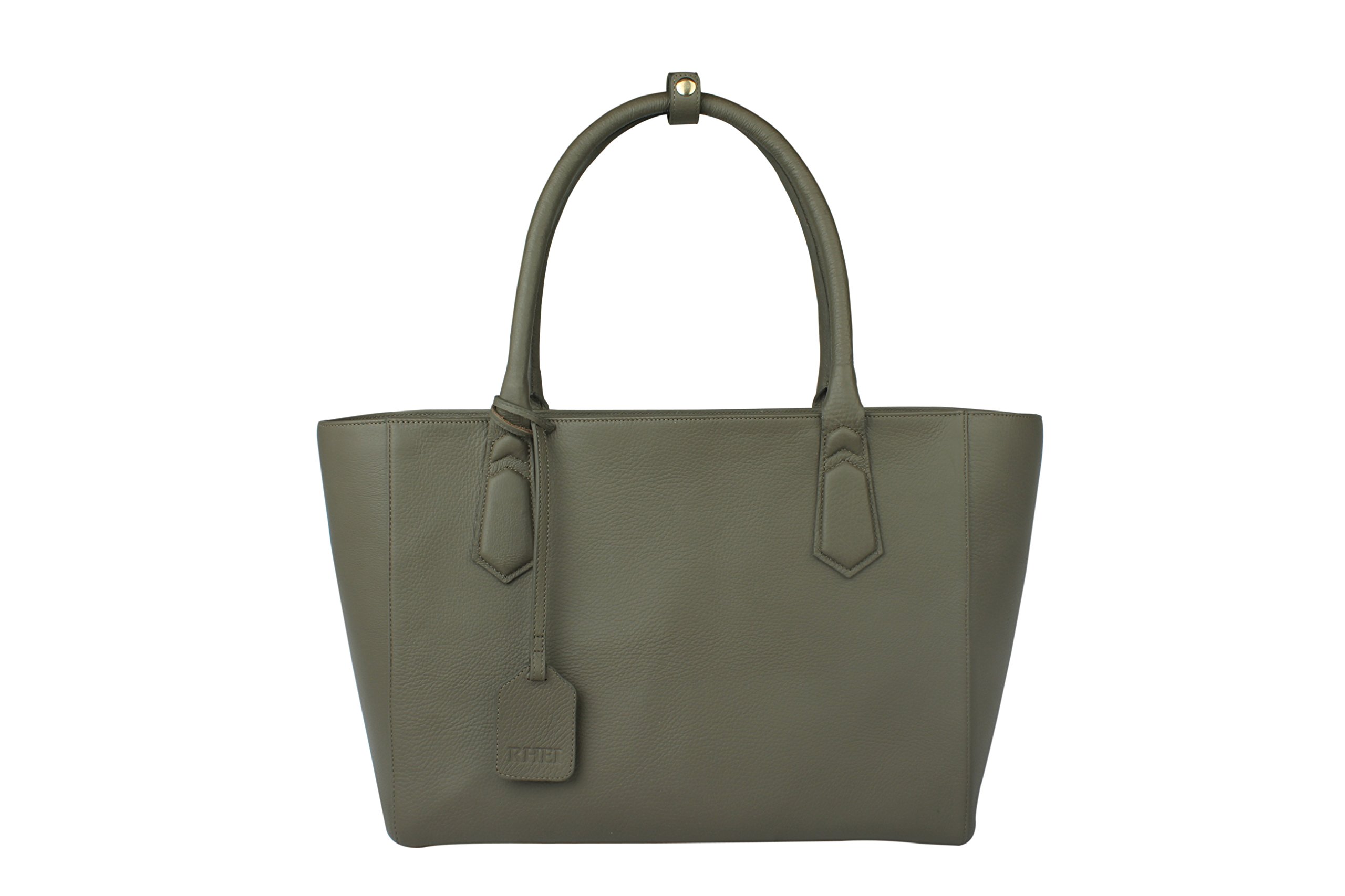 RHEI Womens Classic Leather Work/Office Laptop Shoulder Tote Bag to fit Upto 14 inch Laptop, (Grey, 14) (B07F216G91) Amazon Price History, Amazon Price Tracker
