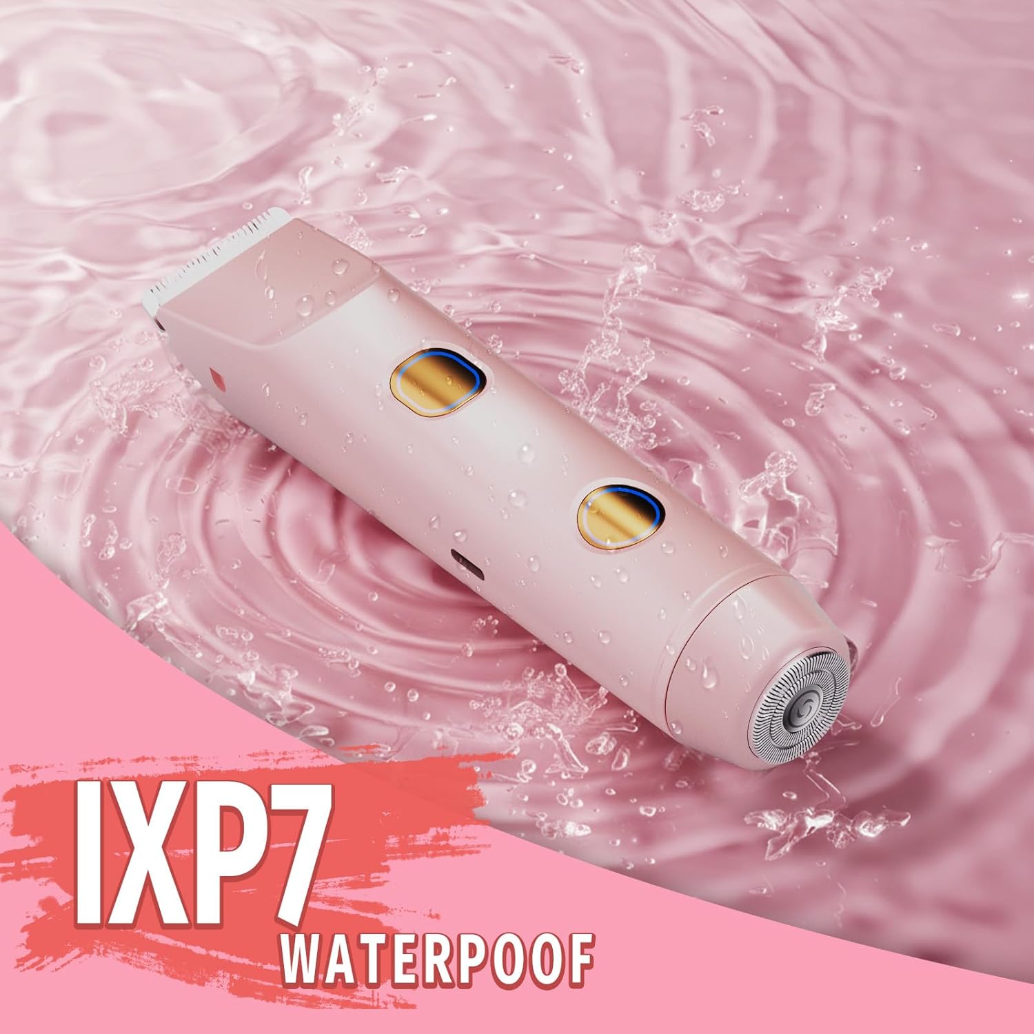 2-in-1 Bikini Trimmer for Women, Bikini Shaver with Dual Heads, Body and Facial Hair Removal, Cordless Rechargeable Electric Razors for Face Chin Pubic Underarm Legs, IPX7 Waterproof, Pink - Image 5