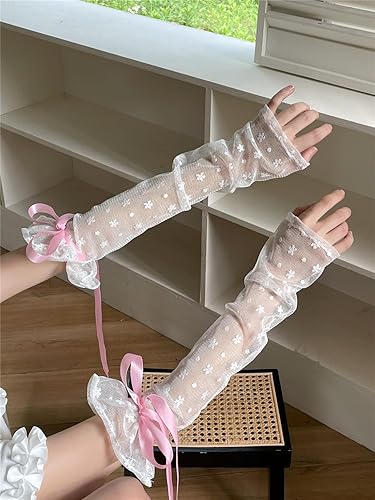 Miniatura 3 de Guantes largos de encaje Kawaii sin dedos estéticos Y2k calentadores de brazo Acubi gótico Accesorios Floral Graphic Mujer Ropa