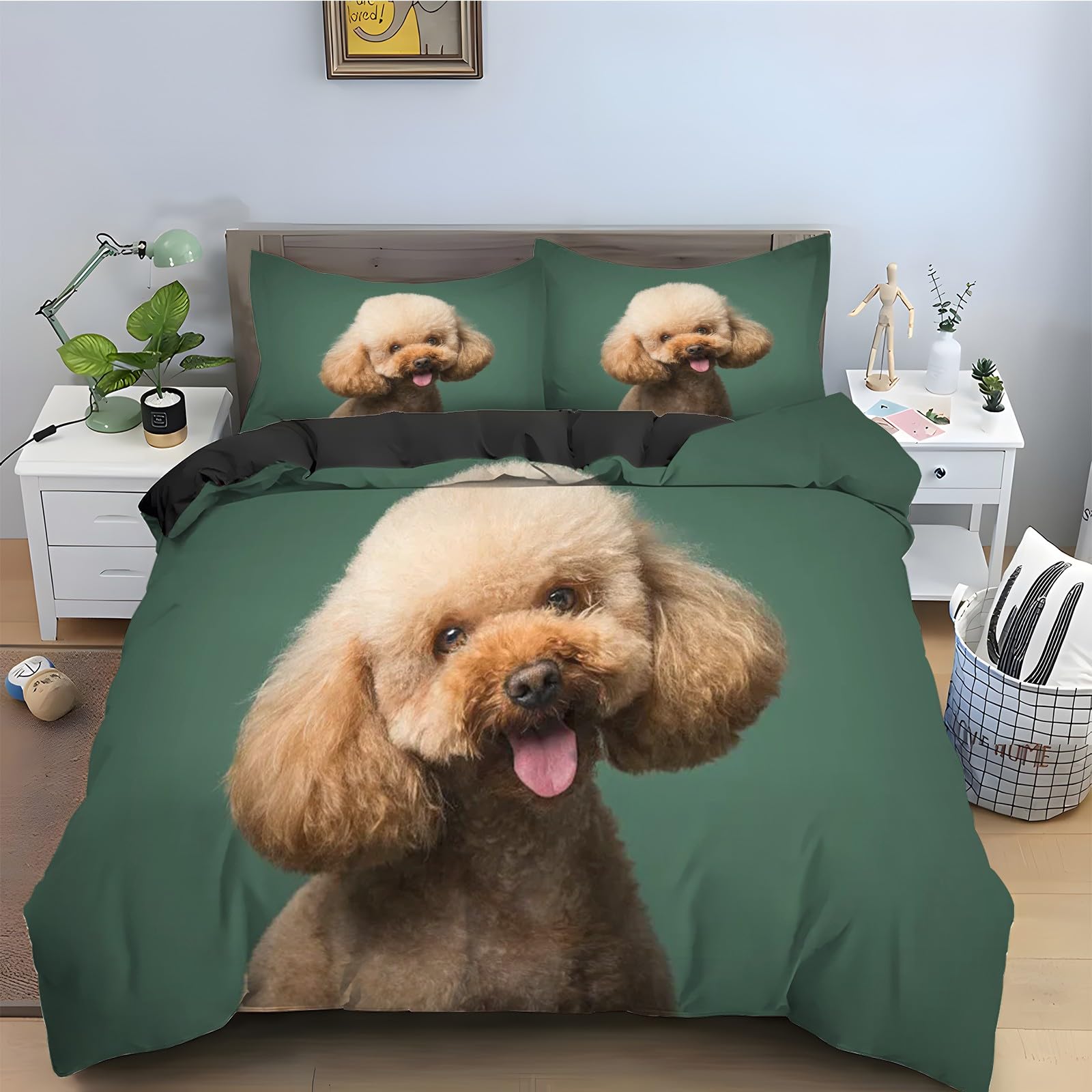 Parure de lit caniche 160x200 en microfibre pour une chambre d'enfant cocooning