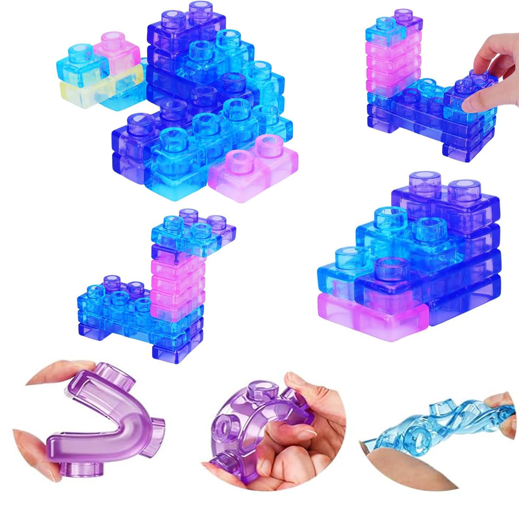 Squishy Building Blocks Squishy Blocks Sensory Toys for 3-8 Year Old Boys Girls Squishy Toys for Kids Age 4 5 6 7 Colorful Building Blocks Travel Toy for Boys Girls Birthday Present Gifts Age 3+
