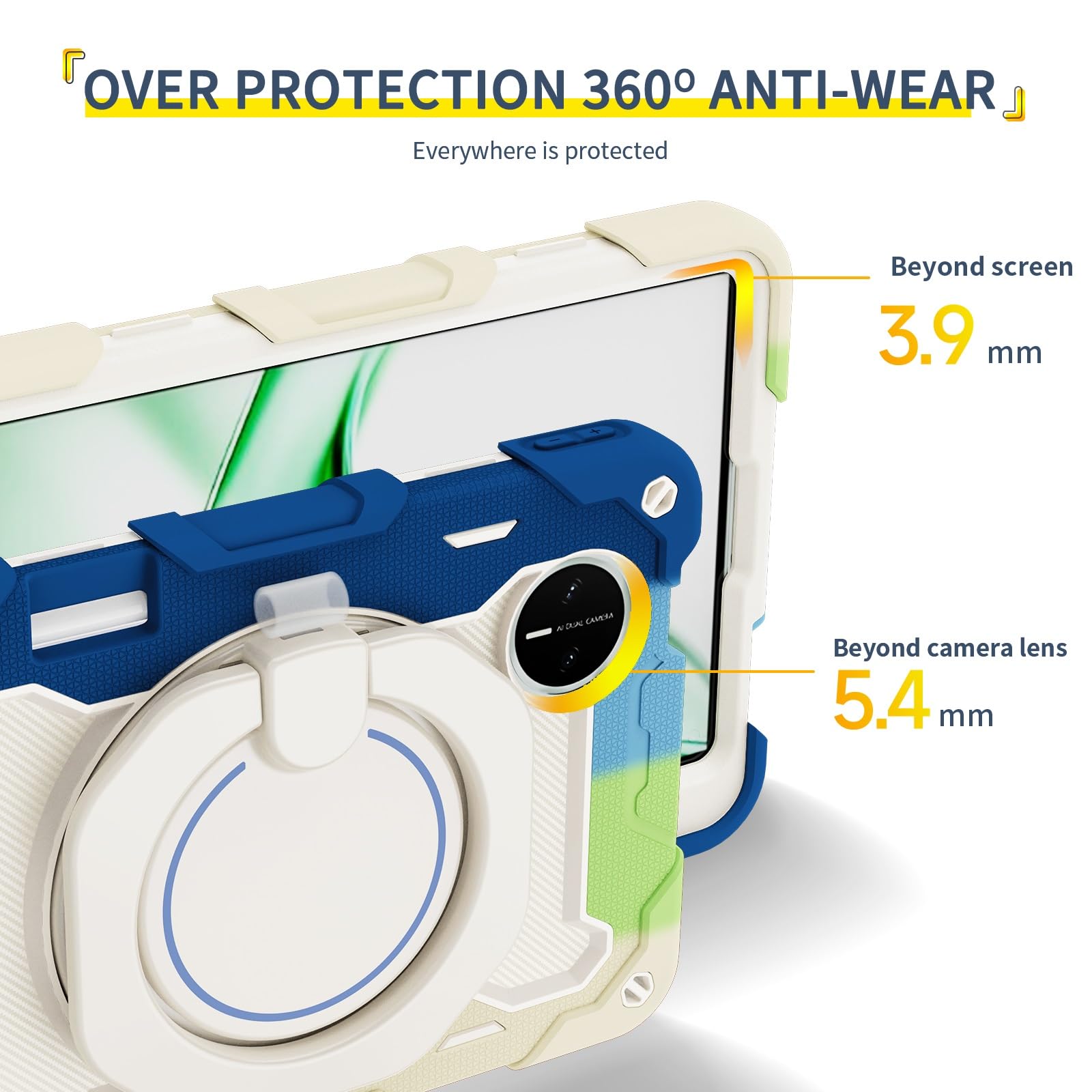Etui dziecięce do tabletu Huawei MatePad Mini 8, cala, wytrzymałe, odporne na wstrząsy etui z TPU podpórką Wytrzymałe ochronne paskiem ramię(Blu)