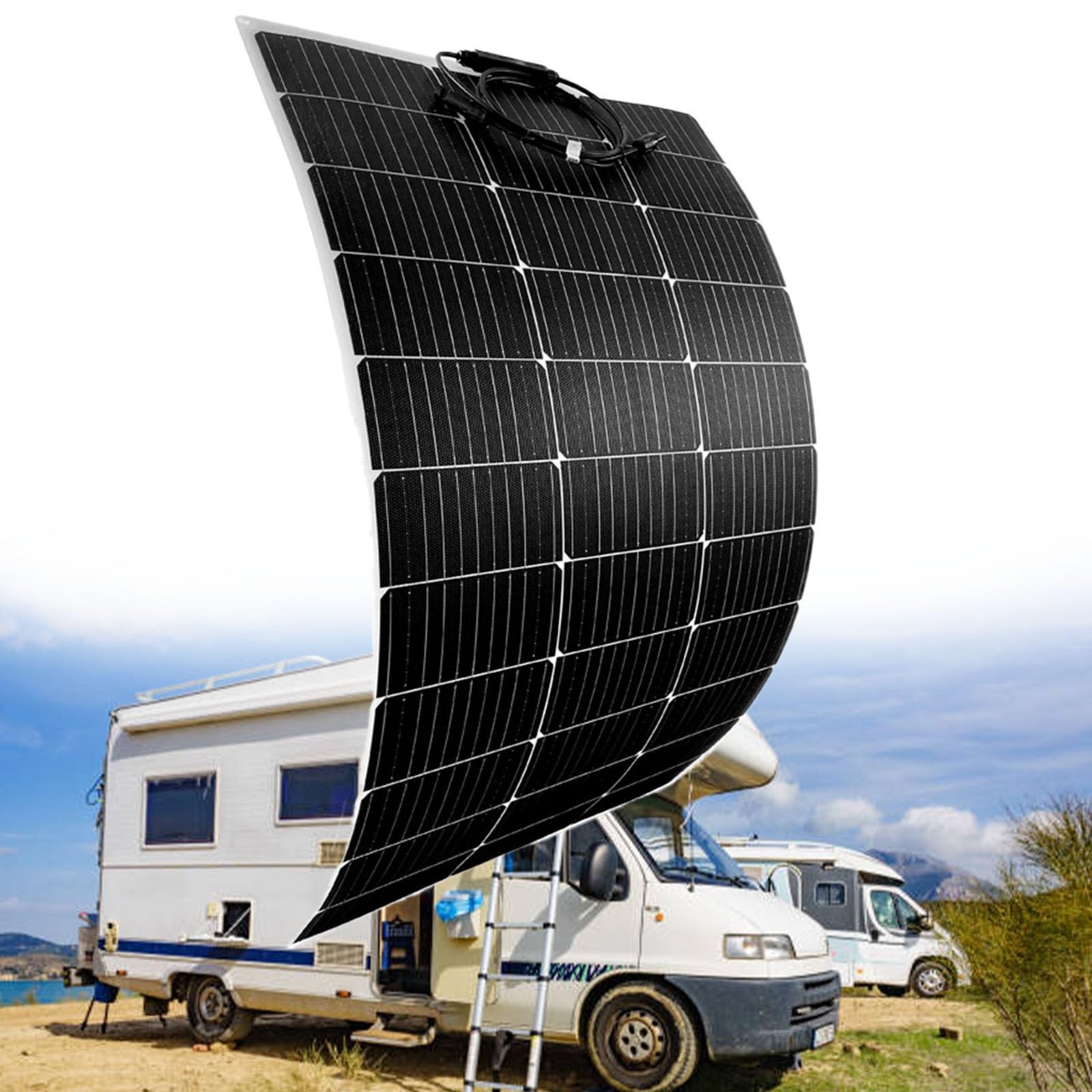 Elastyczny panel słoneczny 150 W/200 W, monokrystaliczne moduły solarne, ładowanie akumulatora 36 V, moduł o wysokiej wydajności, prąd PV do ładowania akumulatora, łodzi, przyczepy kempingowej (150 W)